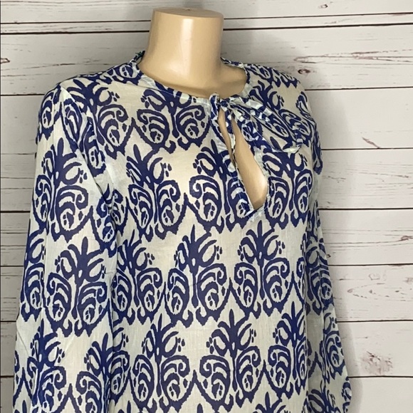 Flora blue print coverup or tunic M - Picture 2 of 4